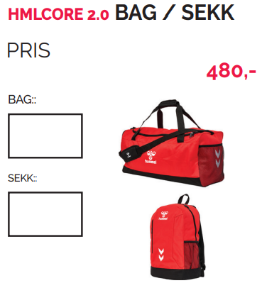 Både sekken og bagen leveres med initialer. Perfekt til å holde orden på treningsutstyret.